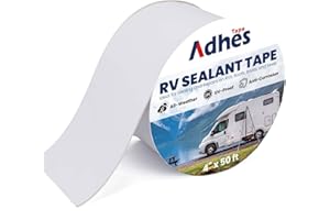 ADHES TAPE PURSUIT OF PERFECTION ADHES White Butyl Sealant Tape 4 Inch x 50 FT – Single-Sided Waterproof RV Roof Repair Tape, Leak-Proof Sealant for Camper, Window, Skylight, and Roof Edge