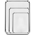 Set of 3 Baking Sheet, Stainless Steel Cookie Sheet Baking Sheet Pan, 9/12/16 Inch Cookie Tray Pans for Baking, Non Toxic & Easy Clean