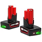 ANTRobut 2 Pack 6.5Ah 12V Battery Compatible with Mil-Waukee M-12 48-11-2420 48-11-2425 48-11-2450 48-11-2411 48-11-2412, with Power Indicator