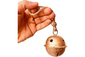 ALADEAN Rustic Decorative Bell 4" Traditional 1pc Shabby Chic Vintage Bell Brass Coated Country Style Cow Bell Wall Hanging Jute Rope Harmony Cowbell Lucky Charm Christmas Bell (1pc of 2" Sleigh Bell)