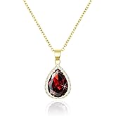 Linawe Crystal Chain Necklace for Women Trendy, Imitation Diamond Pendant, Statement Cubic Zirconia Boho Jewelry Set, 14K Gold/Rose Gold/Silver Birthstone Necklace