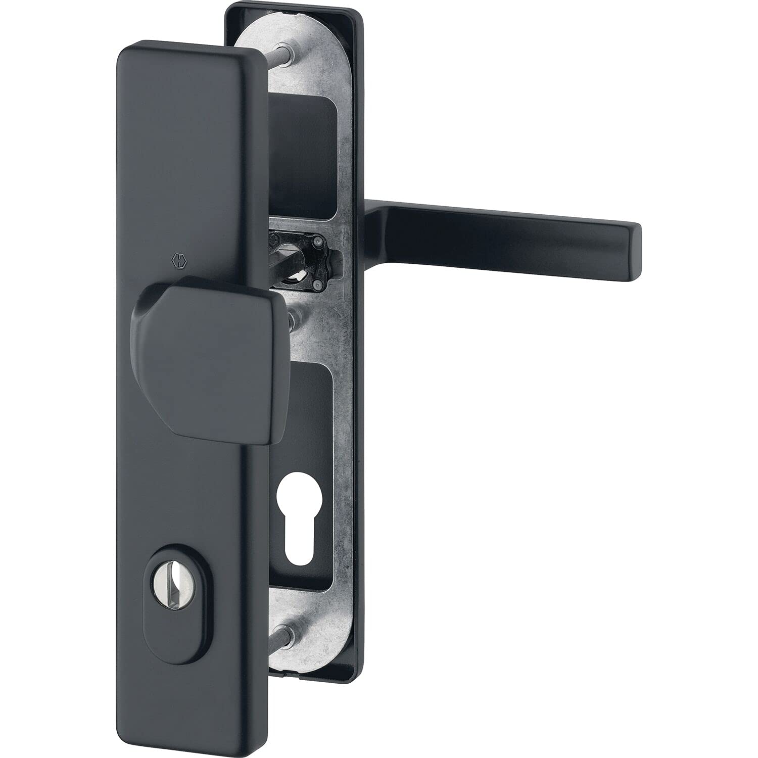 HOPPE Austin PZ Door Handle and Door Knob and Plate RC2 with Core Pull Protection Aluminium Black Matt