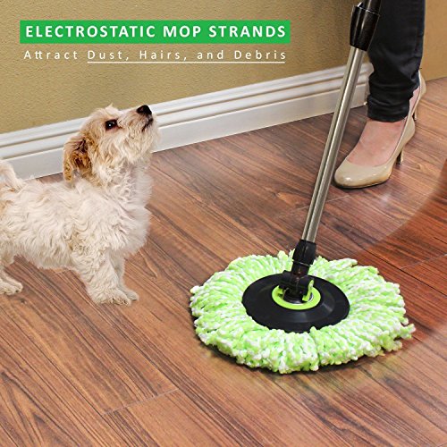 Cleaning Solutions 79117 Stainless Steel Spin Mop with 3 Microfiber Mop Head Refills, Soap Dispenser, 4 Wheels and Extendable Pole
