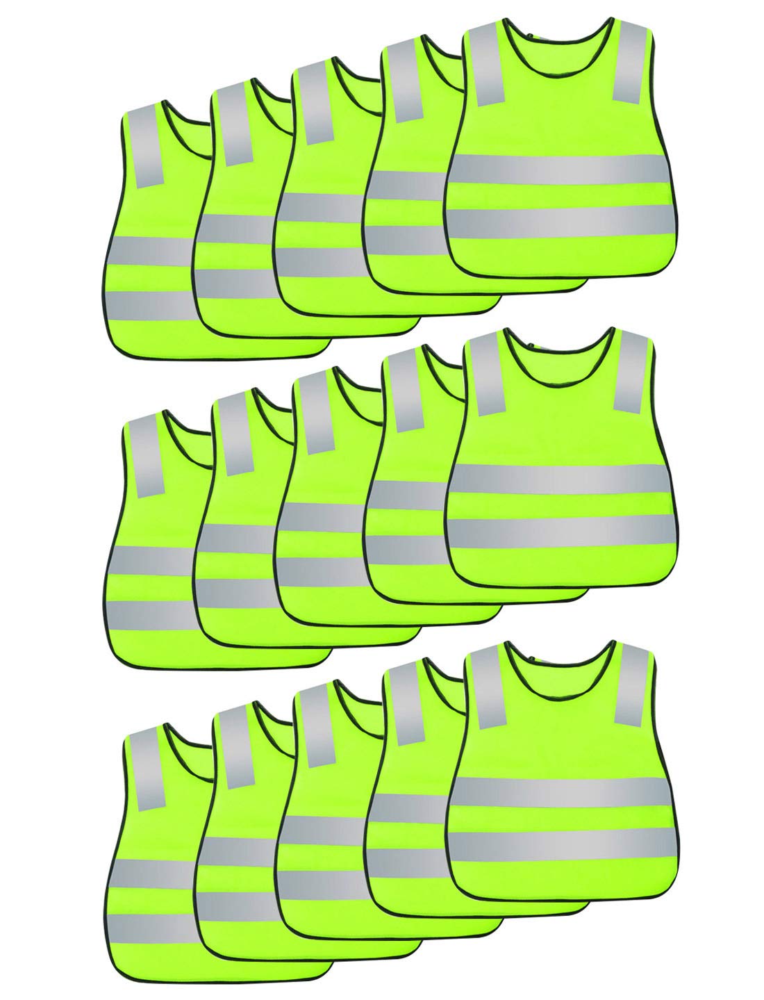 AIEOE 15 Pieces Kids Safety Vest High Visibility Reflective Vests Safety Vests with Elastic Bands for Running Cycling Jogging