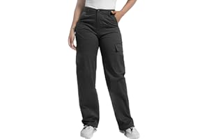 Soulsfeng Women's Baggy Cargo Pants Relaxed Fit Casual Cotton Hiking Pants with 6 Pockets
