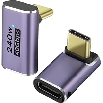 GELRHONR Right Angle USB C Adapter,USB 4 Gen3 Type-C Extender Converter Support 240W 40Gbps,8K@60Hz 4K@120Hz Video,Compatiable With Thunderbolt...