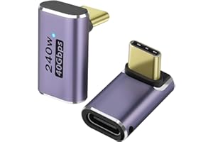 GELRHONR 2 Pack 90 Degree USB C Adapter, 240W Right Angle USB C Male to Female Extender Connector, USB4 Type C 40Gbps Support