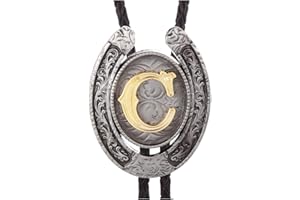 HUABOLA CALYN Vintage Bolo Tie for Men- Initial Letter ABCDMJR to Z Western Cowboy Bolo Tie for Women