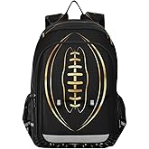 Glaphy American Football Gold School Backpack Lightweight Laptop Backpack Student Travel Daypack with Reflective Stripes