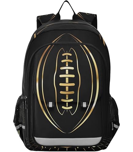 Fisyme Gold American Football School Backpack Laptop Backpack Bags Bookbag Travel Casual Computer Notebooks Daypack : Electronics