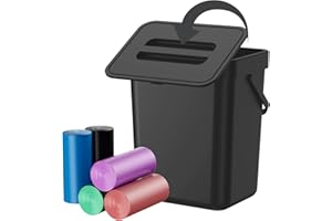 CXGFVRE Compost Bin Kitchen, Includes 100 Trash Bags, Hanging Trash Can with Lid, Features Pet-Proof, Odor-Proof, and Quiet Opening/Closing. Suitable for Bathrooms/Bedrooms/Offices (Black, 0.8Gal/3L)