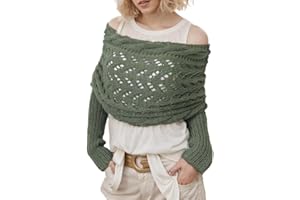KAOBIO Sweater Scarf with Sleeves for Women Multi-Use Knitted Cable Wrap Shrugs Crochet Fashion Shawl Cape