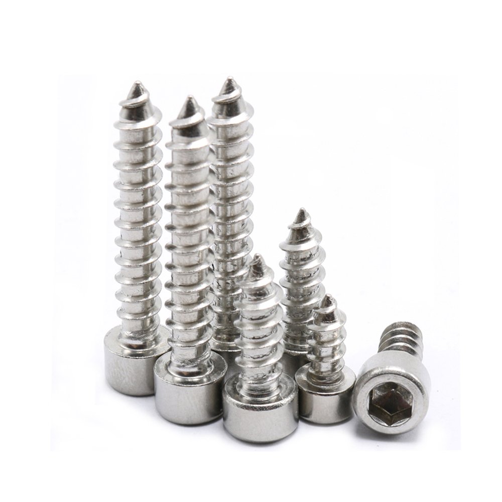 M3 100Pcs Tapping Screws Stainless Steel Hex Socket Cap