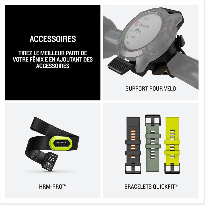 fēnix E, Montre GPS Multisports AMOLED, Acier Gray/Noir, 47mm