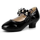 PANDANINJIA Girls Dress Shoes Kids Toddler Heels Pumps Flower Girl Mary Jane School Wedding Party Princess Shoes