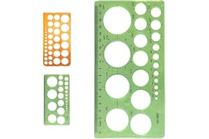 Circle Template & Circle Stencil | Various Round Hole Sizes, Drafting Tool Set with Digital Measuring Rulers for Drawing, Bui