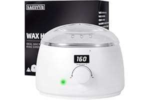 SAEUYVB Hair Removal Wax Warmer with Through Lid and 16oz Pot, Professional Digital Design (White)