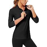 Soneven Womens 3/4 Sleeve Shirt UPF 50+ Moisture Wicking Golf Polo Shirt for Casual Work