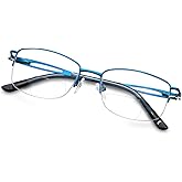 LianSan Metal Bifocal Reading Glasses for Women,Stylish Half Rim Zero Top Blue Light Blocking Computer Reader