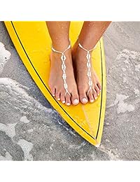 4 piezas de sandalias de playa descalzo con perlas para tobillo y cadena de joyería para mujer con diamantes de imitación para mujer, playa, boda, pies, joyería, accesorios para fiestas