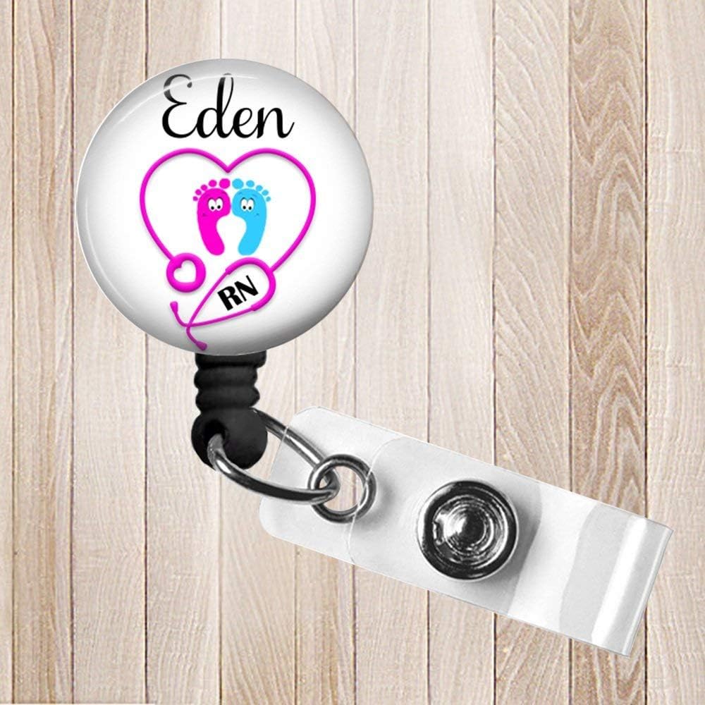 Pediatric NICU PICU MICU Personalized Retractable Badge Reel, ID Holder