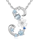 VIKI LYNN Initial Necklace for Women 925 Sterling Silver Initial A to Z Letter Pendant Necklace with Blue Flower Cubic Zirconia Birthday Engagement Gift for Women,Mom, Couple