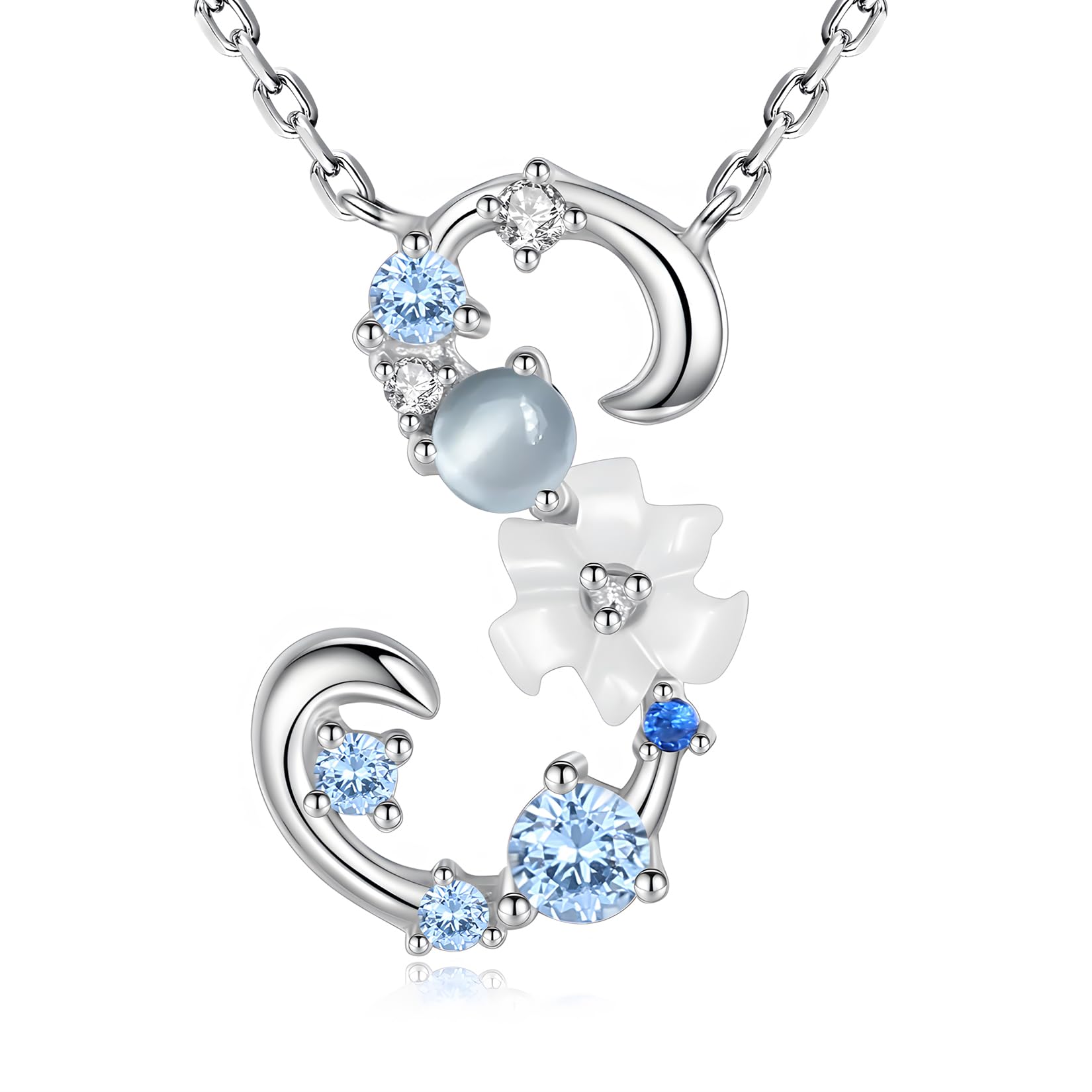 VIKI LYNN Letter S Initial Necklace 925 Sterling Silver Cubic Zirconia Personalised Gifts for Girls — image 1