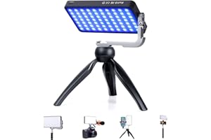 IVISII G2 Pocket RGB Camera Light,Built-in 7200mAh Rechargeable Battery 360°Full Color Gamut 9 Light Effects,2600-10000K LED Video Light Panel with Aluminum Alloy Body, Adjustable Tripod Stand