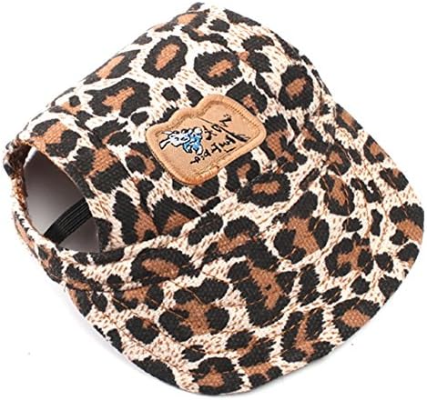 Multicolors Pet Baseball Hats Doggy Outdoor Accessories Puppy Dog Cat Visor Hat With Ear Holes Only for Small Dogs (S, Leopard)