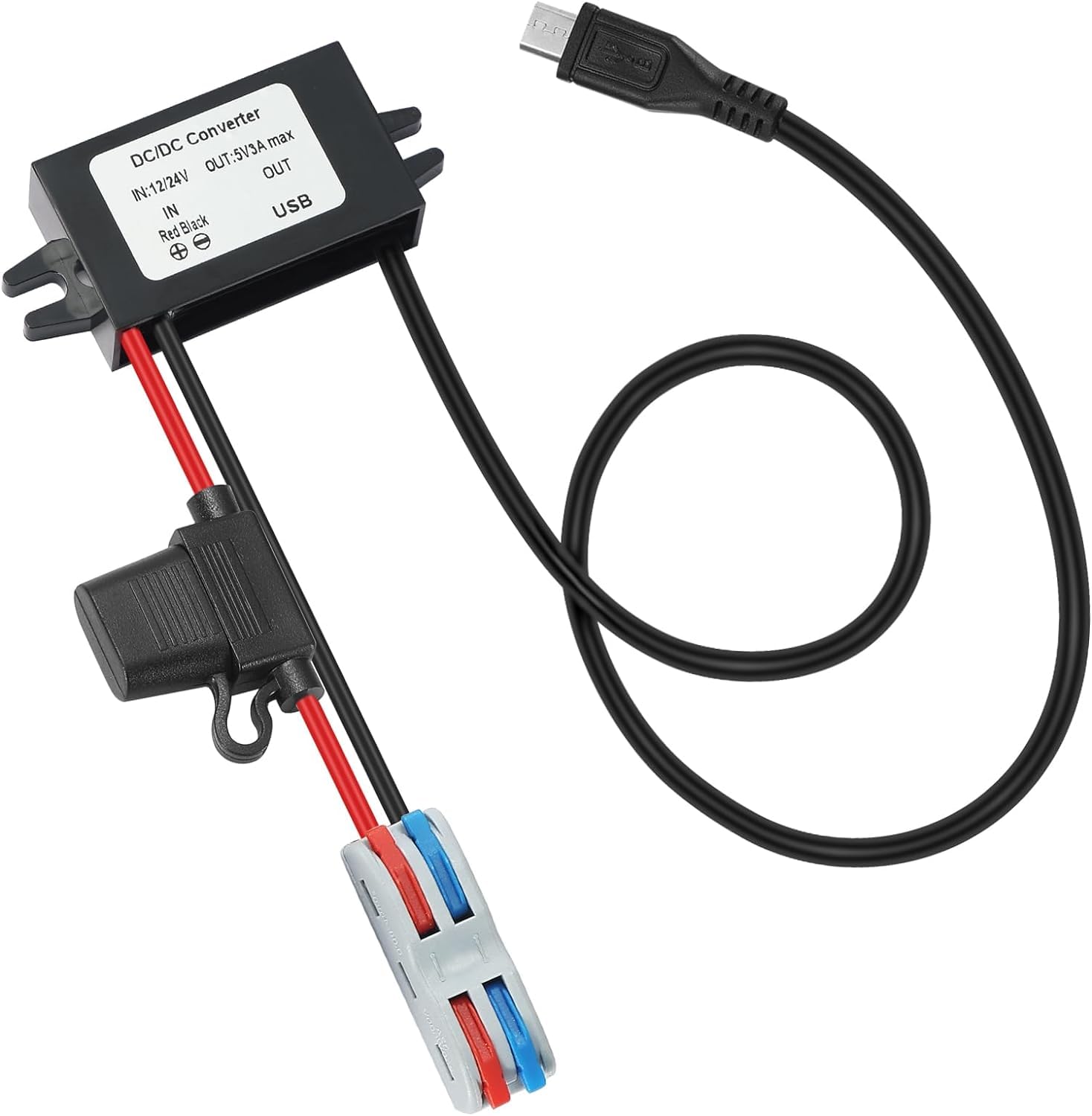 YABOANG DC USB Micro Transformer 12/24V to 5V 3A 15W Step Down Converter,Waterproof Buck Transformer Auto Step-down Module for Golf Cart/Electric scooter/Truck- DC 8-32V Buck Converters