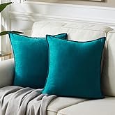 Fancy Homi 2 Packs Premium Faux Suede Decorative Throw Pillow Covers, Super Soft Square Pillow Case,Solid Cushion Cover for Couch/Sofa/Bedroom (18" x 18", Set of 2, Teal)