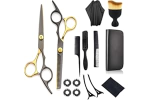 Hair Cutting Scissors Shears Kits 15 Pcs Professional Hairdressing Set Stainless Steel Thinning for Barber/Salon/Home/Men/Wom