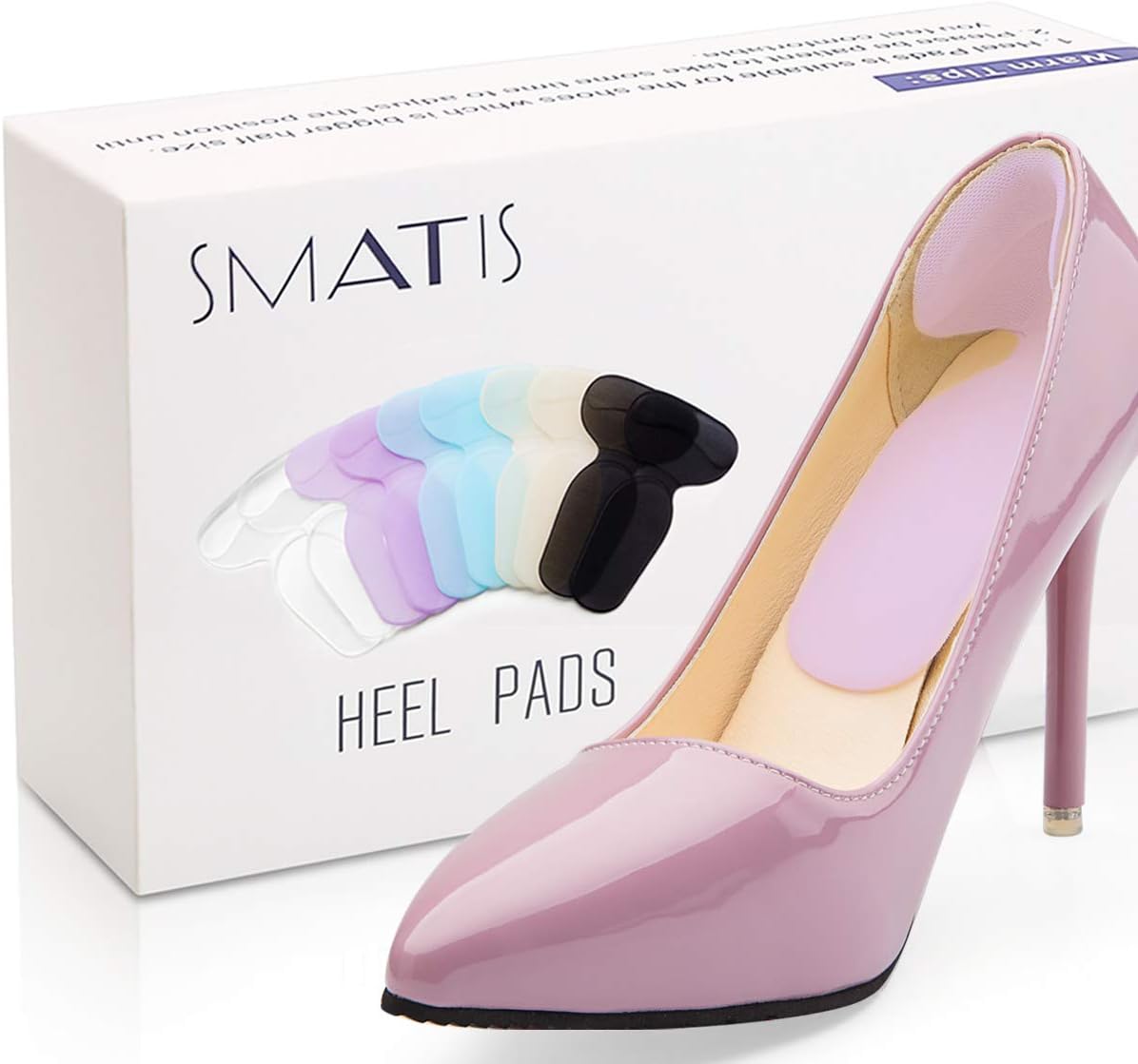 SMATIS Heel Cushion Inserts for High Heels Too Big, 5 Pairs Comfortable Shoe Heel Pads Heel Grips Liners for Women Shoes Heel Protectors No Heel Pain