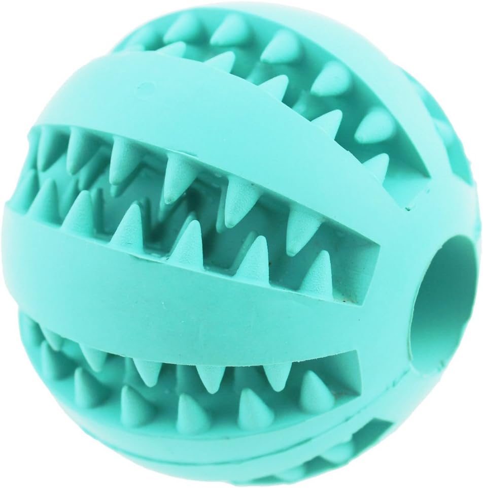 ADUCKDog Ball Toys for Aggressive Chewers Teething Cleaning (Dental Treat) (Bite Resistant) Natural Soft Bouncy Rubber Ball Toys for Pet IQ Training Playing and Chewing -2.8 Inch (Mint Green)