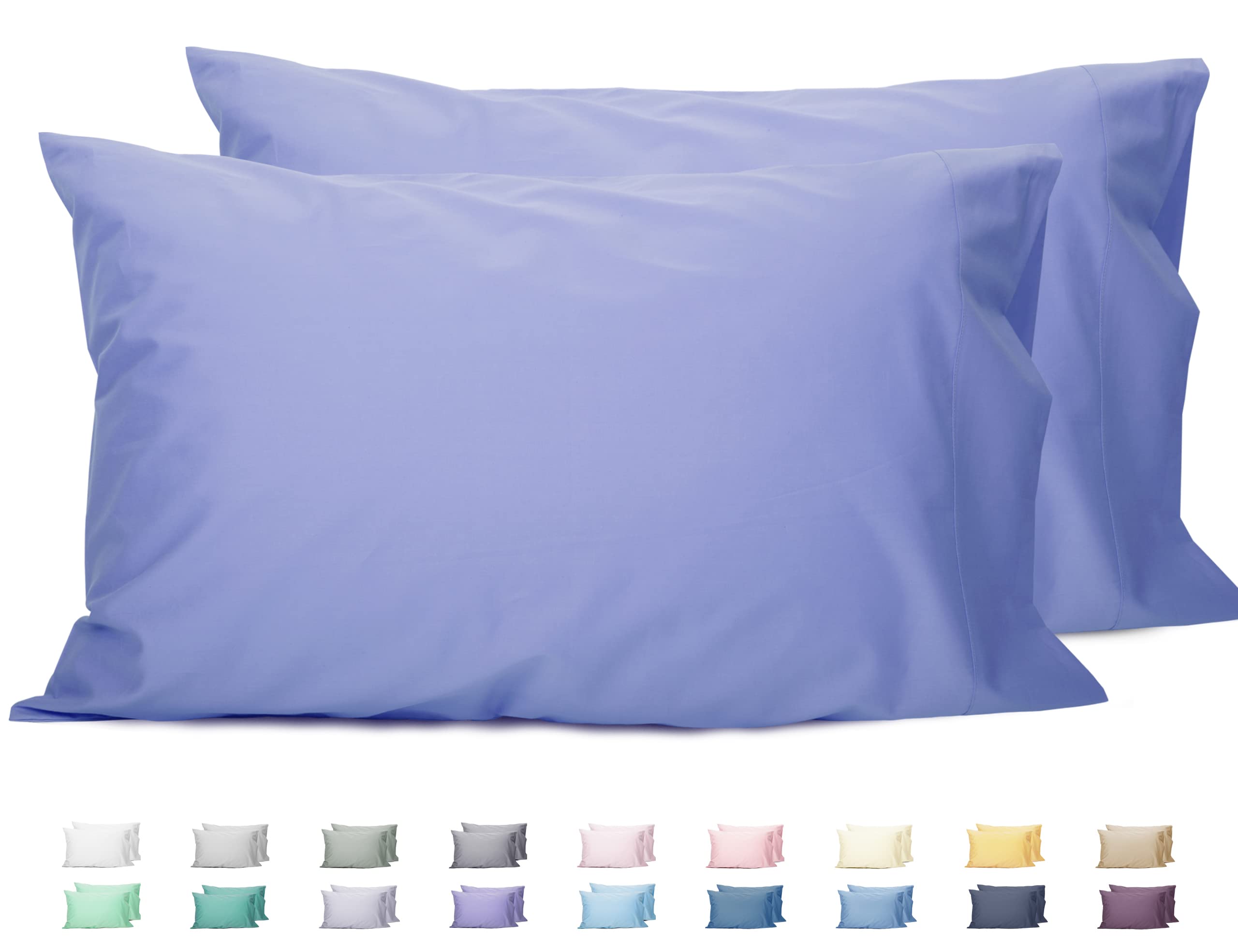 Photo 1 of Sunflower Queen Pillowcases Set of 2, 100% Cotton Queen Size Pillow Cases 2, 20×30 inches Purplish Blue, Soft and Breathable