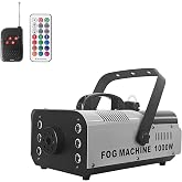 1000 Watt Fog Machine Indoor/Outdoor, Halloween Smoke Machine with 6 Colorful LED Lights and Wireless Remote Control for Wedding, Parties and Stage Effect,20000 CFM Haze machine