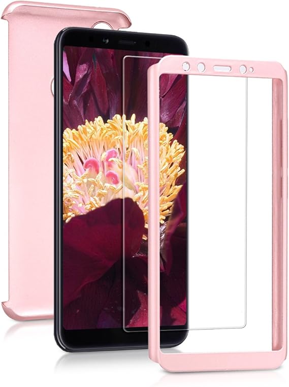 Amazon.com: kwmobile - Carcasa para Xiaomi Mi 6X / Mi A2 (protección antigolpes, carcasa completa con protector de pantalla), color dorado, Dorado rosado metálico