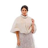 Tgirls Women's Wedding Faux Fur Shawl and Wrap Bridal Fur Stole Cape Cloak Fur Scarf for Bride and Bridesmaids
