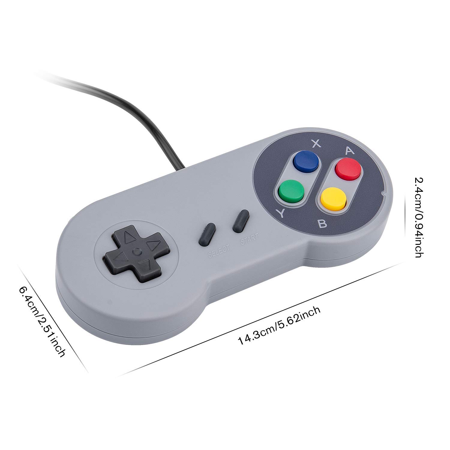 Rii Game Controller, Retro USB Controller for PC Gaming, Super Classic Wired Game Emulator Controller for PC, Raspberry Pi, Windows,Mac,Liunx, Android (Grey, 2 Pack)