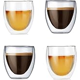 Gmark Espresso Cups Shot Glass 2.7- Ounce Coffee Set of 4 - Lightweight Double Wall Thermo Insulated GM2028