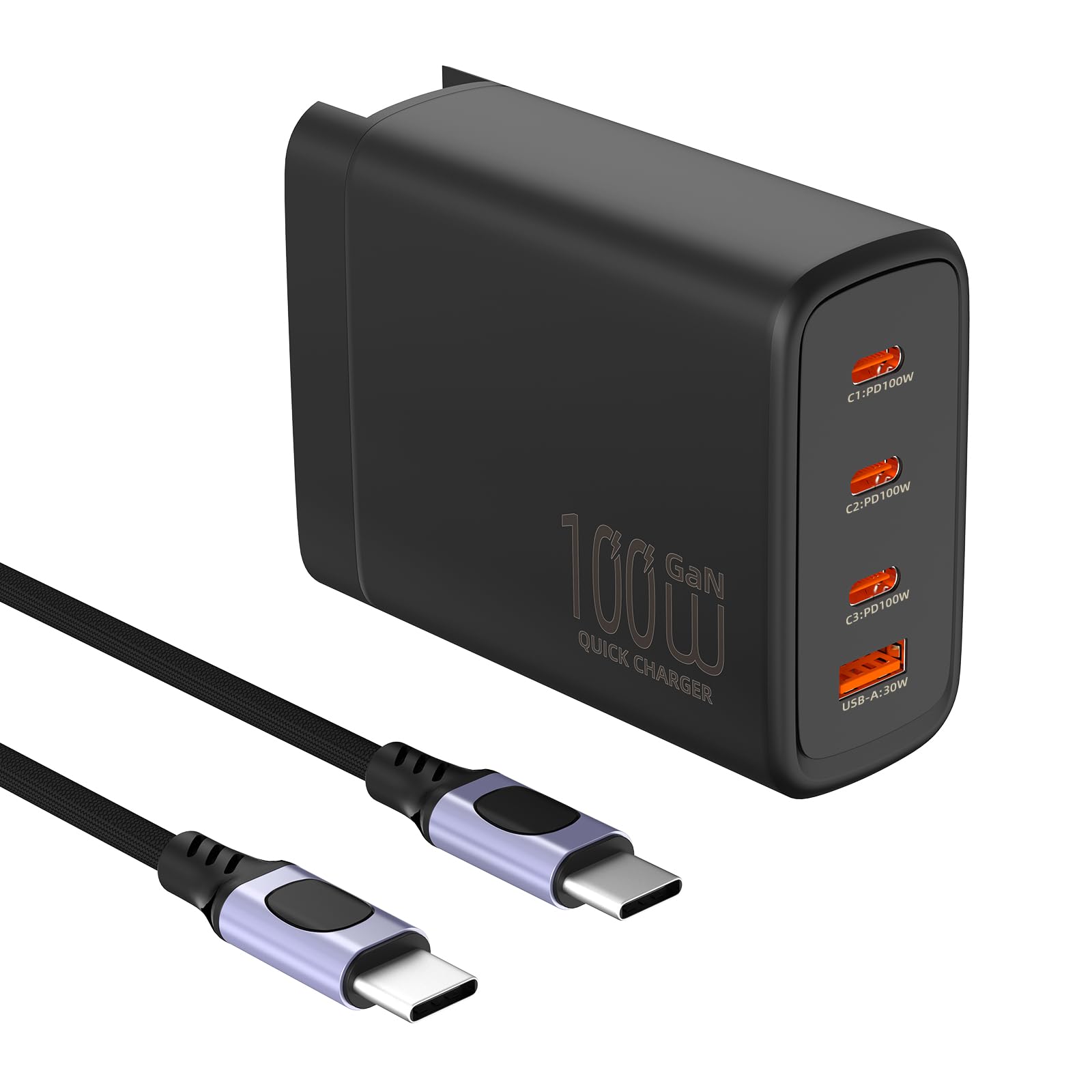 Photo 1 of BRDRC 100w Battery Charger for DJI Drone, Power Adapter 4 Port (100W/30W + 65W) 1M USB-C Cable Included for DJI Mini 2 3 4, Neo, Avata 2, Air 3 3S 2 2S, Mavic 3 4 Pro Accessories for iPhone MacBook