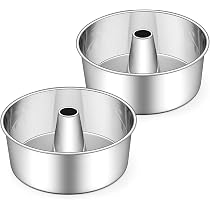 Amazon.com: E-far Angel Food Cake Pan Set of 2, 10-Inch Stainless ...