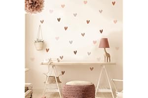 YOURFOCUS Boho Wall Decal for Girls Bedroom 72 PCS, Boho Heart Wall Stickers Peel and Stick for Nursery Kids Room Décor, Removable Wall Decals Vinyl Murals DIY Cute Decorations (12 Sheets)