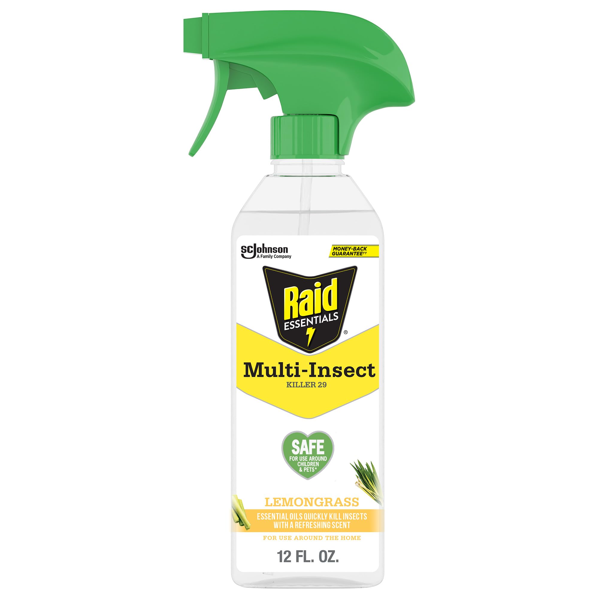 Photo 1 of Raid Essentials Multi-Insect Killer Spray Bottle, Child and Pet Safe, for Indoor Use, Lemongrass Scent, 12 fl oz