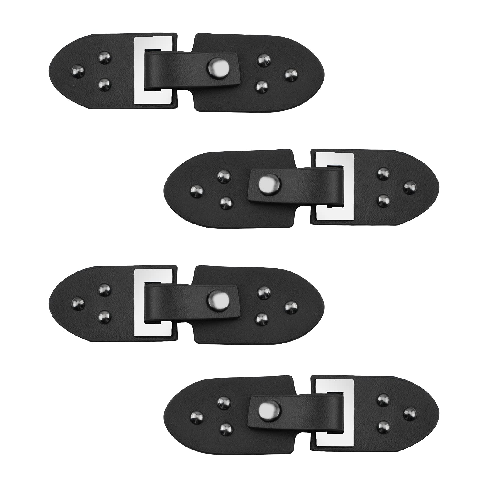 CRAFFANCY 4 Pairs Black Metal Leather Clasp Fasteners, Leather Closure Clip Holder Buckle Cardigan Clips for Clothing Accessories Sew On Hooks DIY Craft