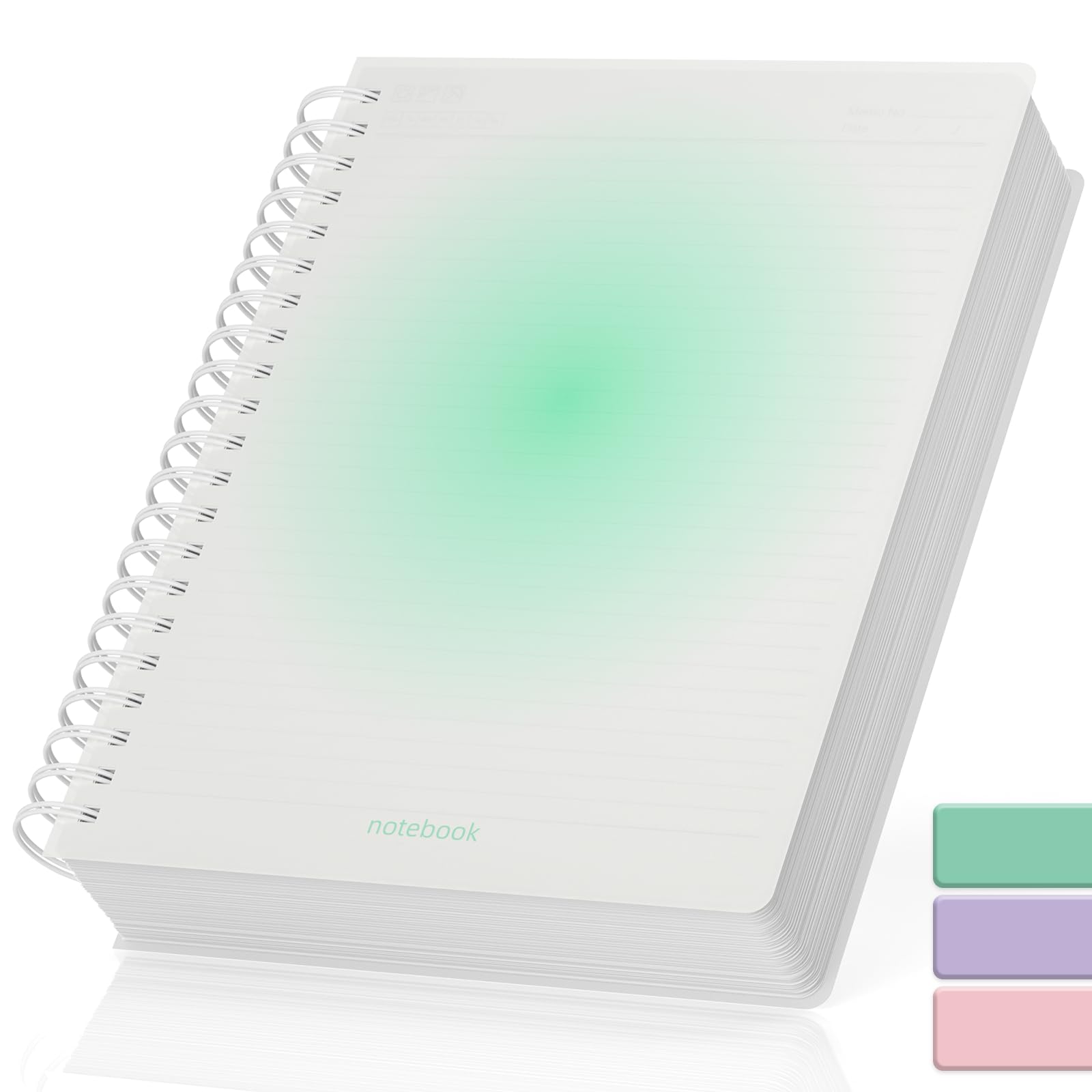 Smarpau Notebook Notepad A4, 300 Pages/150 Sheets Wirebound Spiral Notebooks for Writing, 100gsm Thick Paper PVC Waterproof Journal for Women Men Work School, 21.5 x 27.9cm - Green