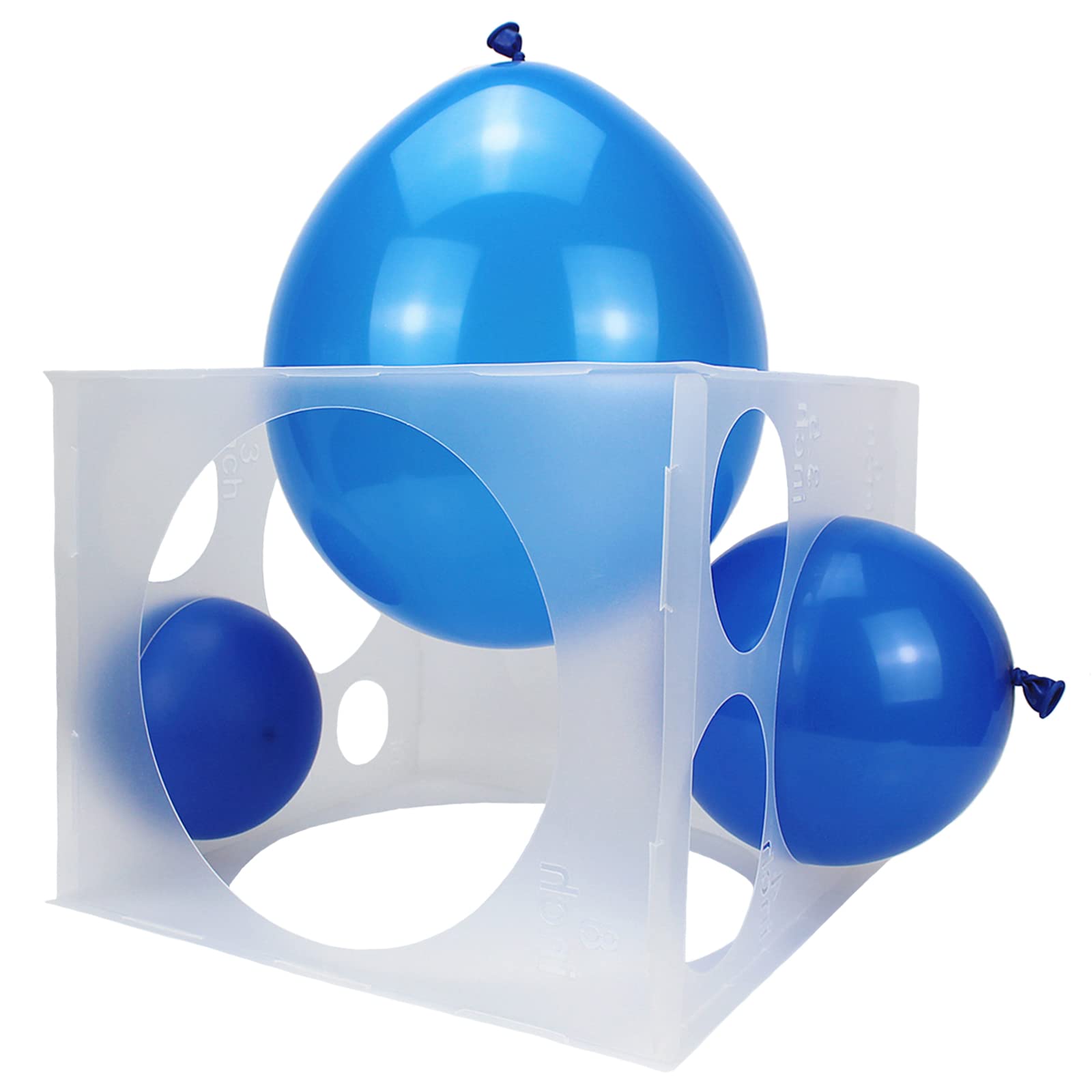 YankMooM 11 Holes Plastic Balloon Sizer Box Cube,2-10 Inch Collapsible Balloon Measurement Tool for Birthday Wedding Party Decorations