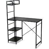 DORIS パソコンデスク 収納 【マナコ ブラック】 モニター収納可 省スペース 幅95cm 左右入替可 ラック付き