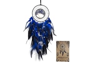 DREAMOCEAN Dream Catcher, Handmade Dreamcatcher with Healing Crystal Stone, Tree of Life Dream Catchers Hanging Ornament for Home Bedroom Birthday Party, Perfect Craft Gift for Kids… (Blue)