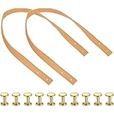 uxcell 2Pcs PU Leather Purse Strap, 23.6" Short Bag Strap with Gold Rivets Handbag Handle Replacement Purse Making Supplies for DIY Women Tote Underarm Bags, Khaki